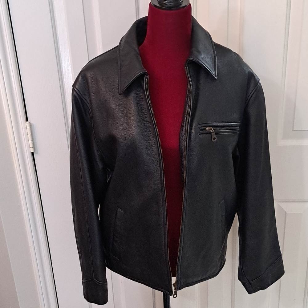 Black Leather motorcycle style Jacket